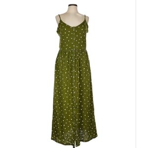Olive Green Daisy Maxi Sundress, EUC